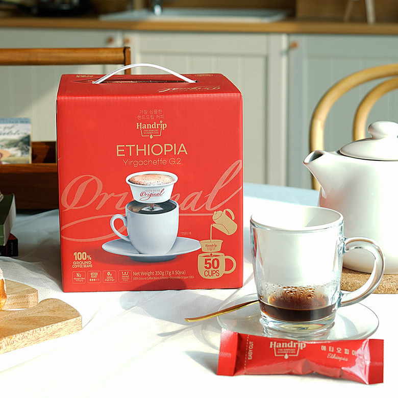 [추석선물세트]핸드립 커피 오리지널 에티오피아 예가체프 50개입(분쇄원두+드리퍼)