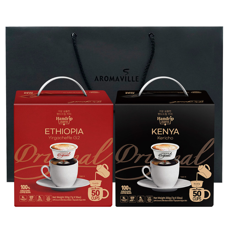 핸드립 에티오피아+케냐 드립백 커피 50입X2박스(쇼핑백포함)